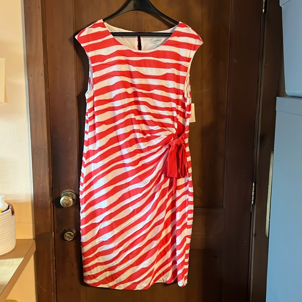 16 DRESS BARN RED AND WHITE STRIPED DRESS NWT